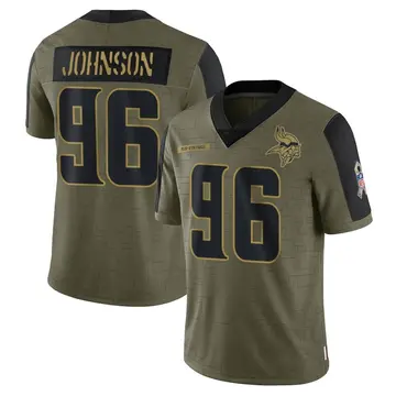 Olive Men's Tom Johnson Minnesota Vikings Limited 2021 Salute To Service Jersey