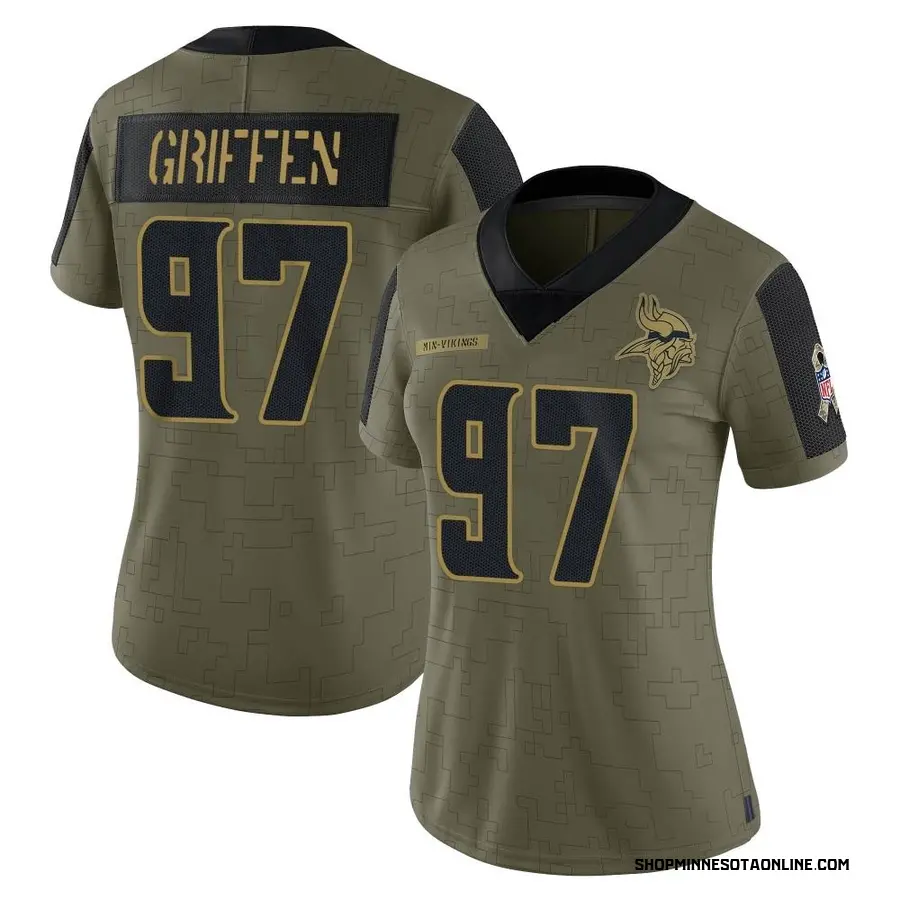 Olive Women's Everson Griffen Minnesota Vikings Limited 2021 Salute To Service Jersey