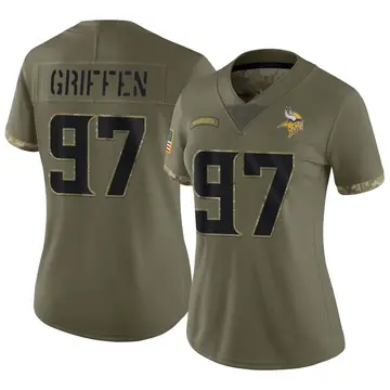 Olive Women's Everson Griffen Minnesota Vikings Limited 2022 Salute To Service Jersey