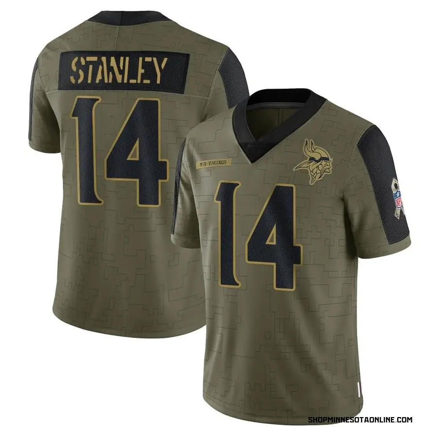 Olive Youth Nate Stanley Minnesota Vikings Limited 2021 Salute To Service Jersey