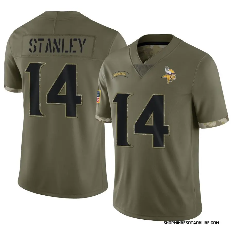 Olive Youth Nate Stanley Minnesota Vikings Limited 2022 Salute To Service Jersey